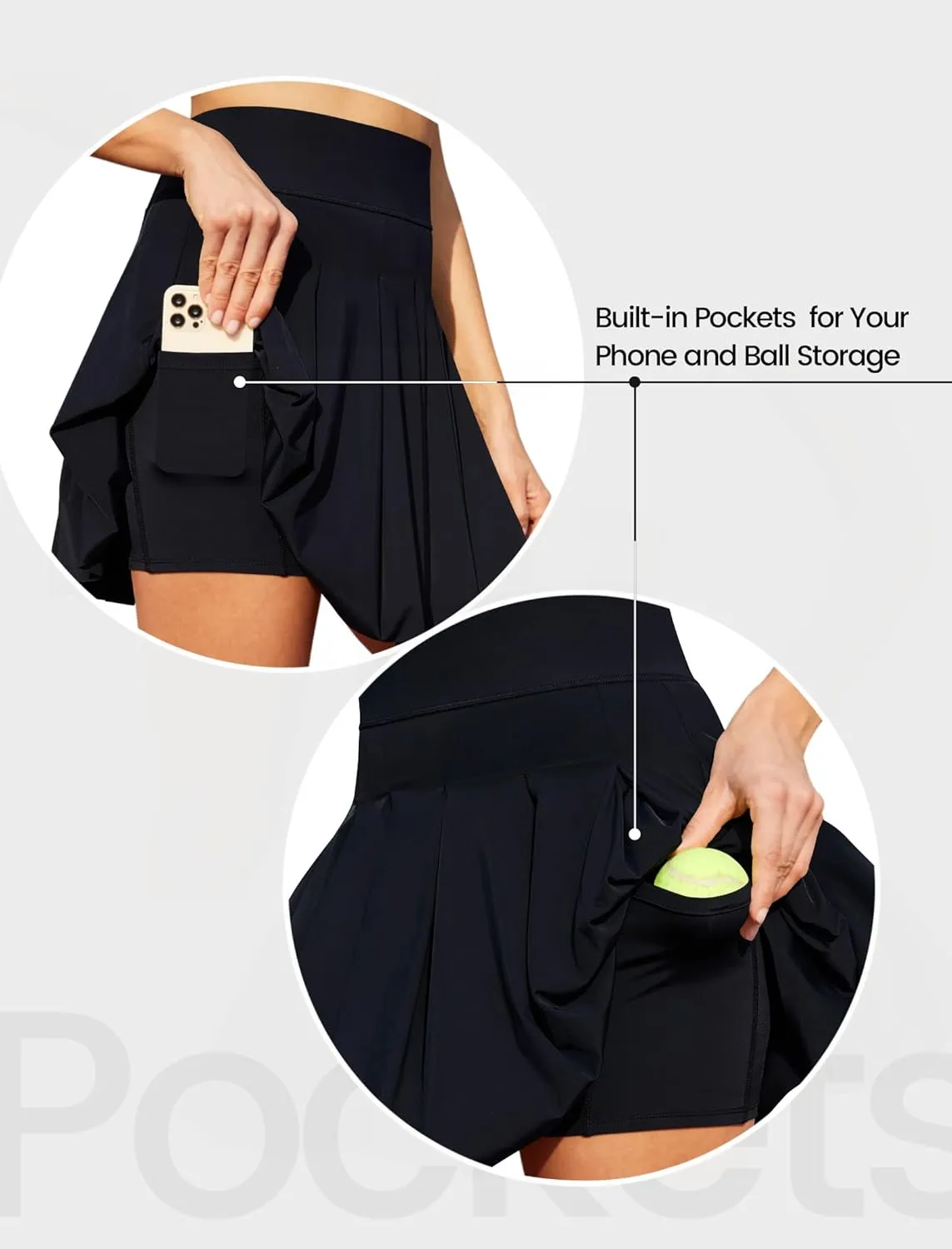 Tennis Skirts for Women with Shorts Pockets, High Waist Golf Skirt,Pleated Mini Skort Workout Casual
