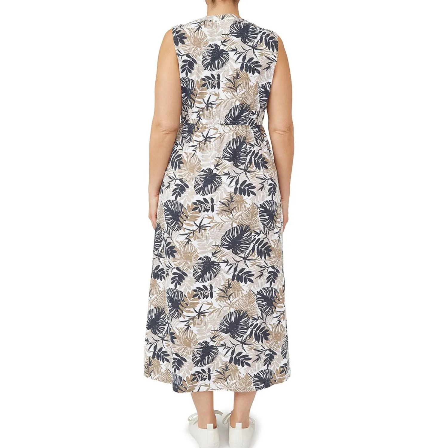 TIGI 10/12 Palm Leaf Print Maxi Dress