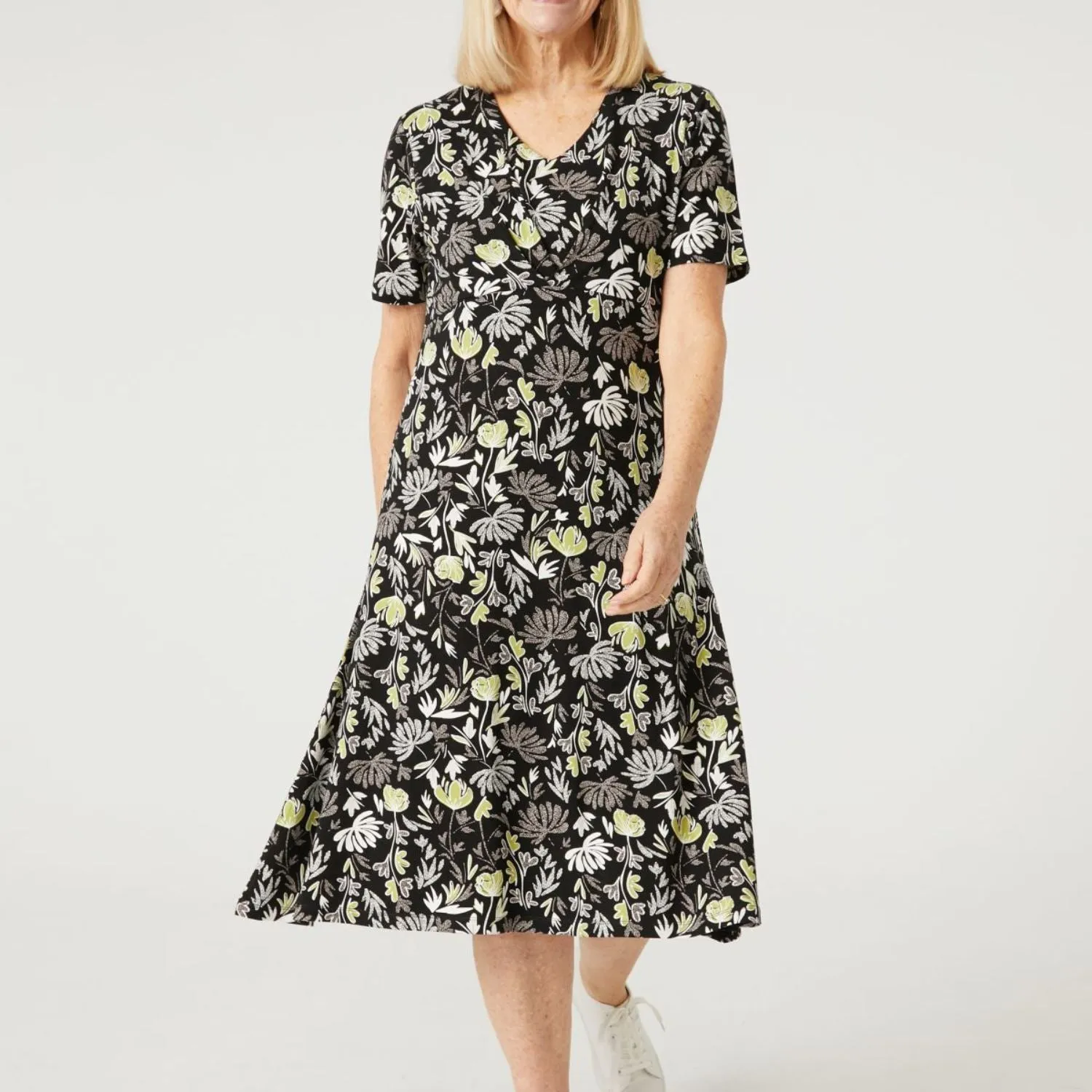 TIGI 14/16 Inner V Neck All Over Print Dress