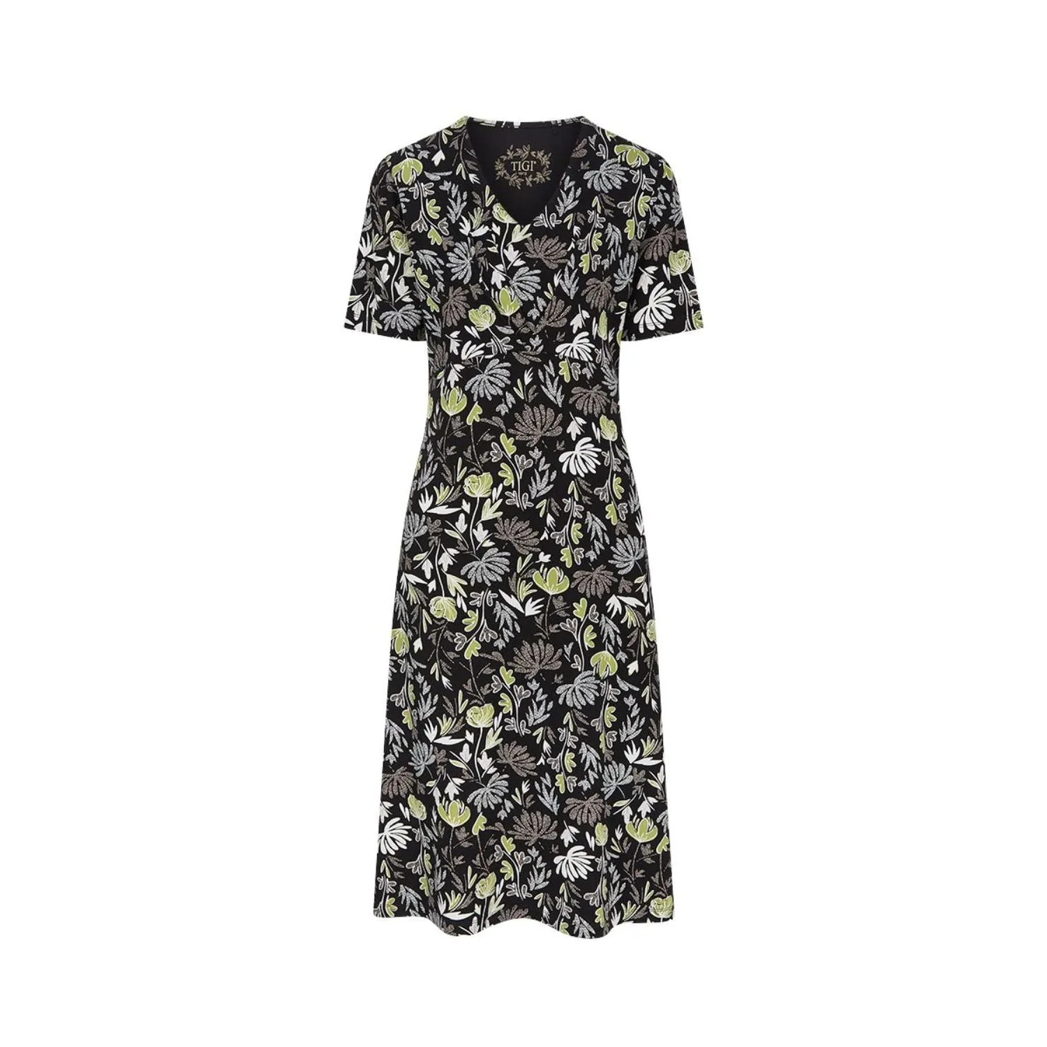 TIGI 14/16 Inner V Neck All Over Print Dress