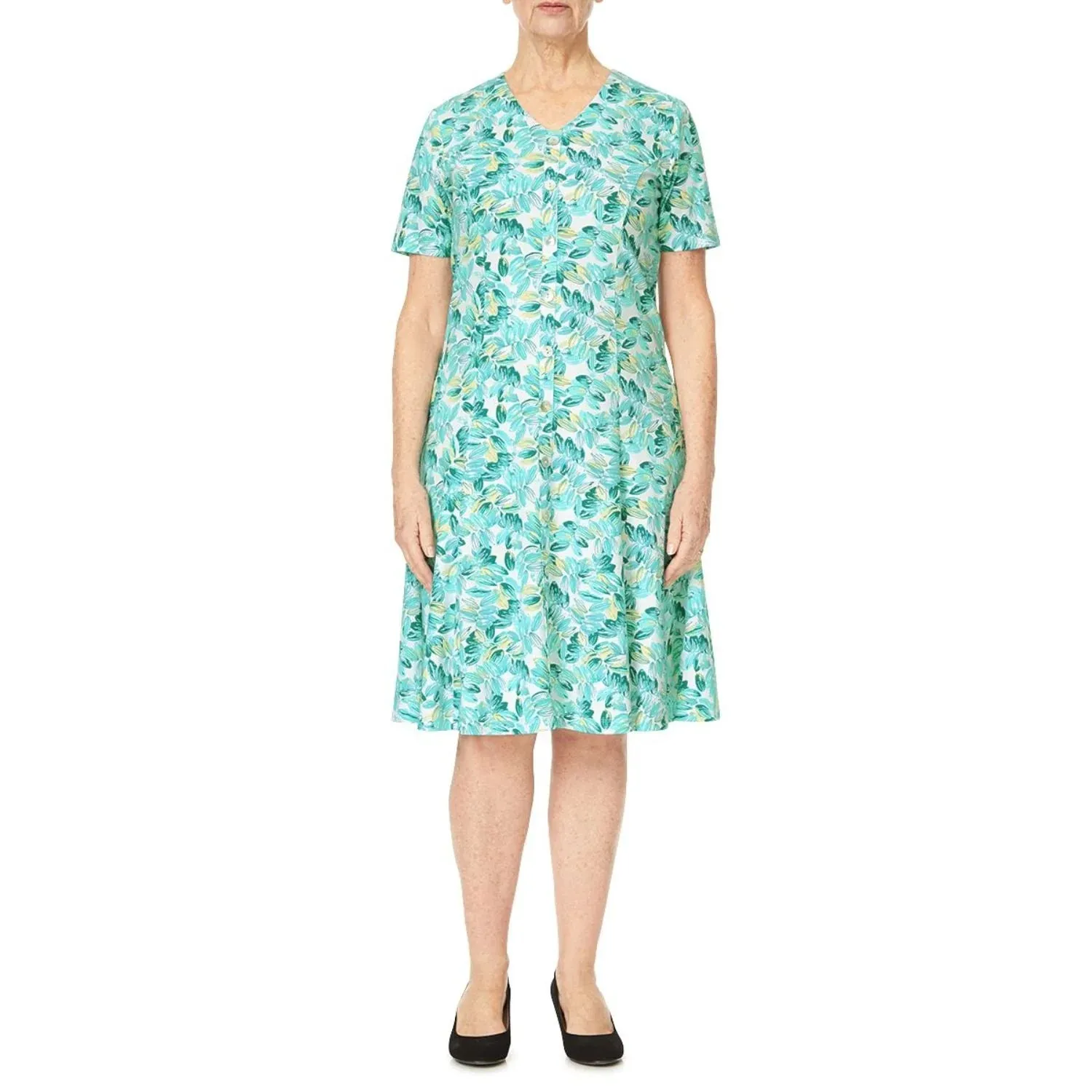 TIGI 14/16 Mock Button All Over Print Dress