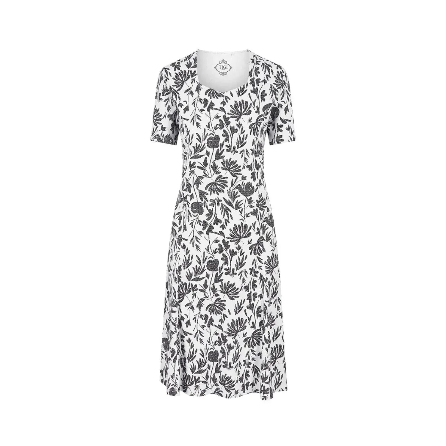 TIGI 14/16 Mono Mod Floral Portrait Neck Dress