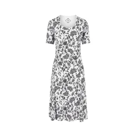 TIGI 14/16 Mono Mod Floral Portrait Neck Dress