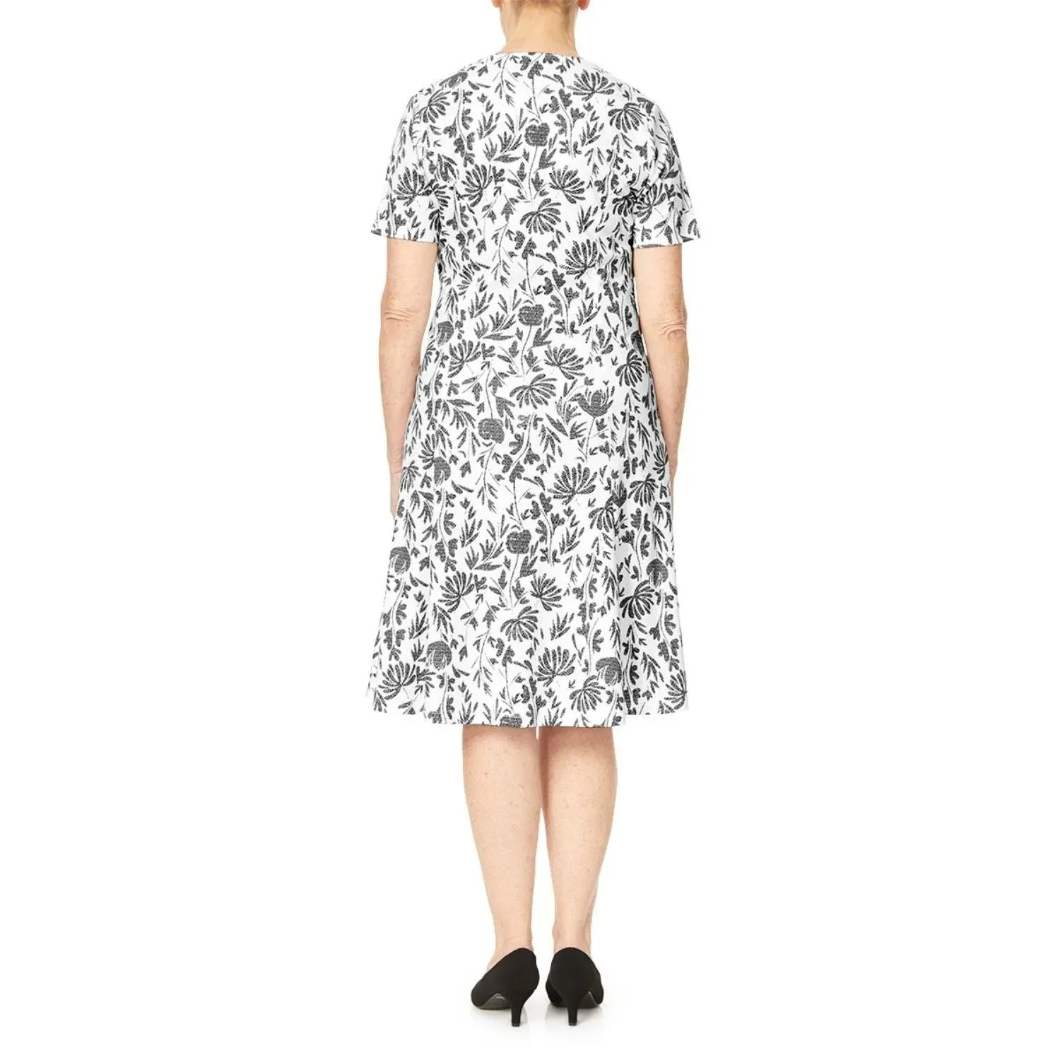 TIGI 14/16 Mono Mod Floral Portrait Neck Dress