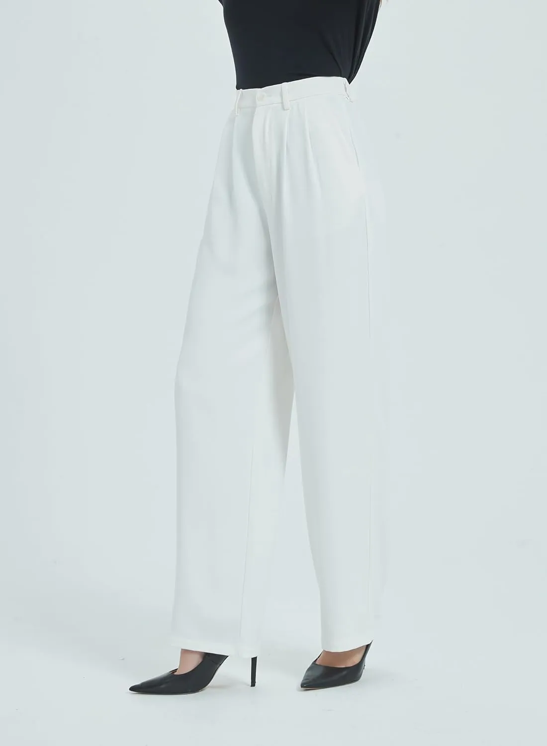 Tronjori Women High Waist Casual Straight Leg Dress Pants Office Work Trousers Suit Pants Back Elastic Waistband