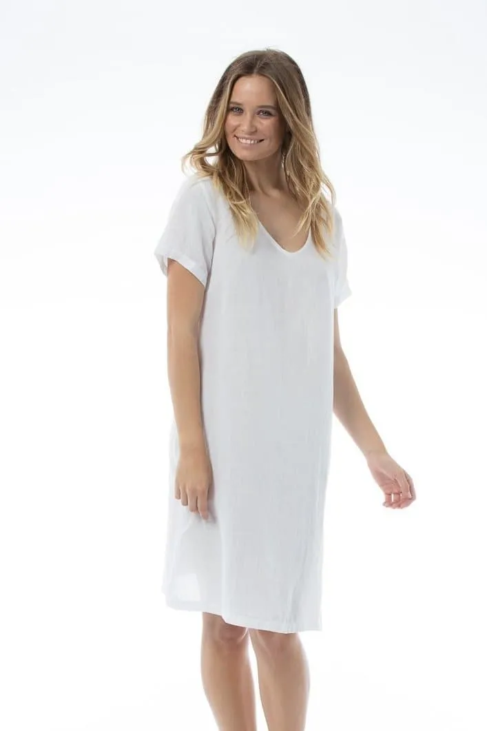 V-neck White Dress - Willa dress
