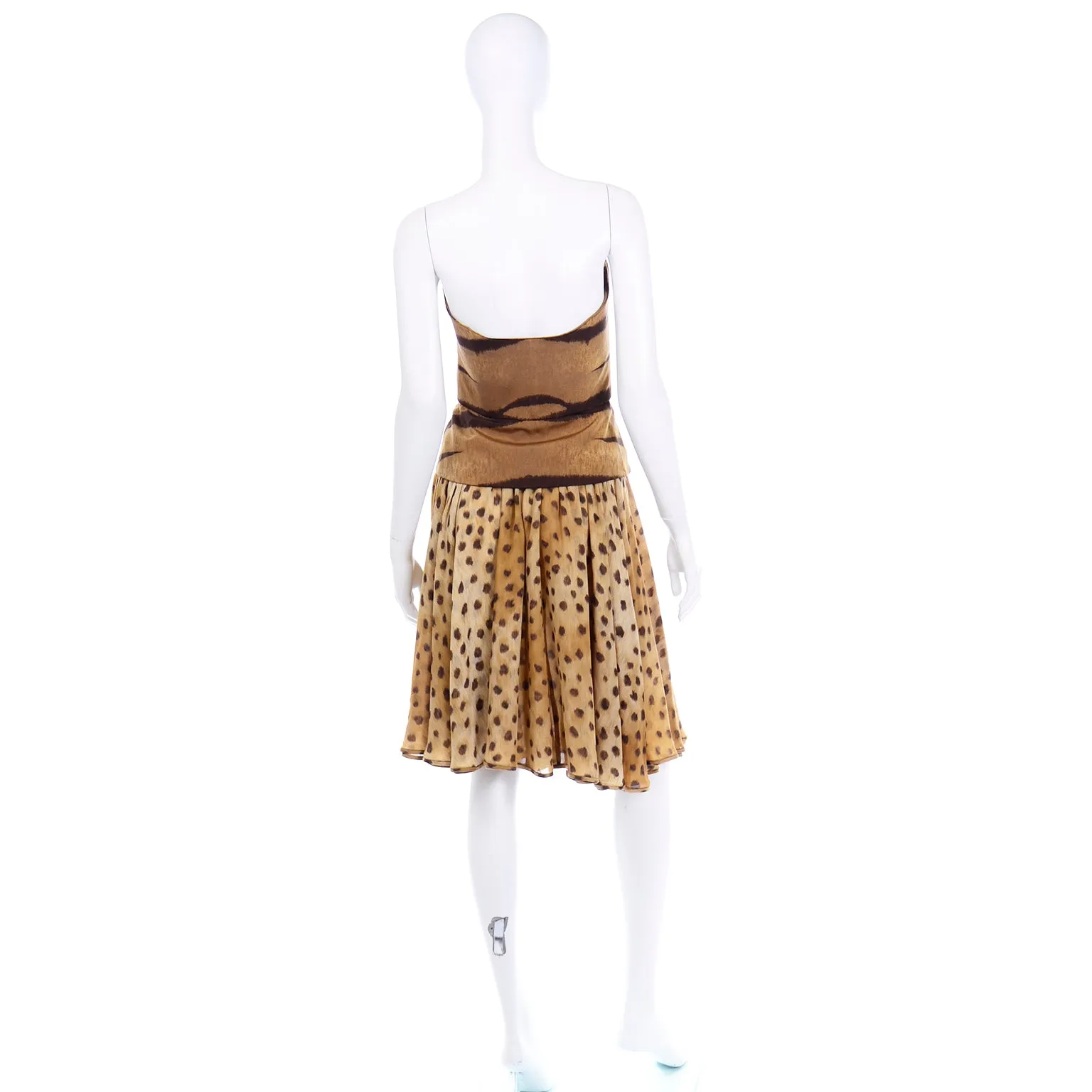 Valentino Boutique Vintage Animal Print Bustier With Chiffon Skirt