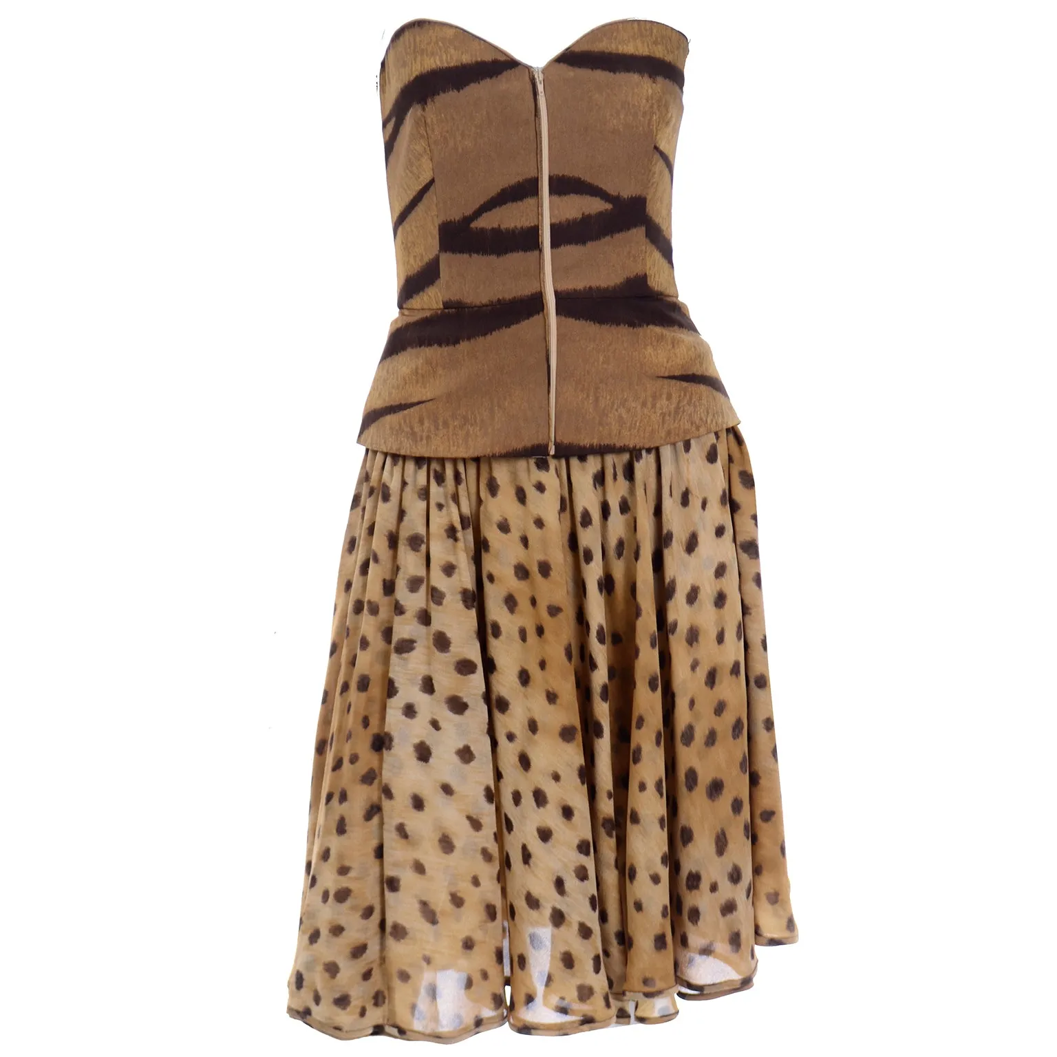 Valentino Boutique Vintage Animal Print Bustier With Chiffon Skirt