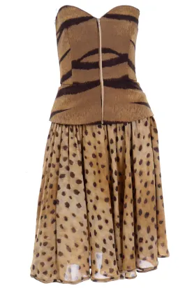 Valentino Boutique Vintage Animal Print Bustier With Chiffon Skirt