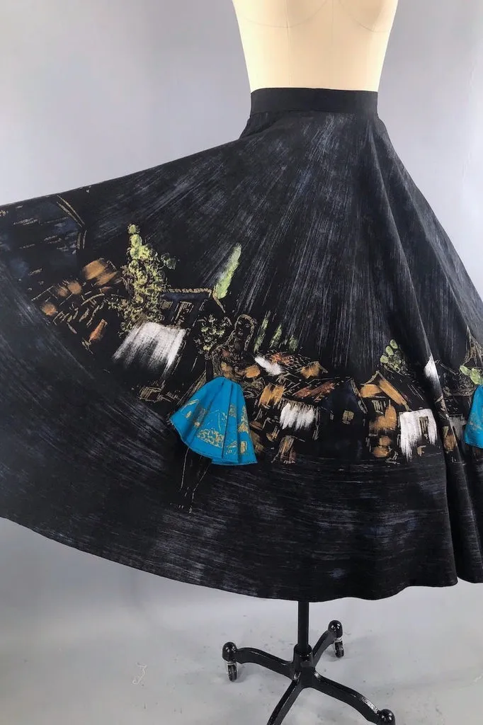 Vintage 1950s Mexican Señoritas Skirt