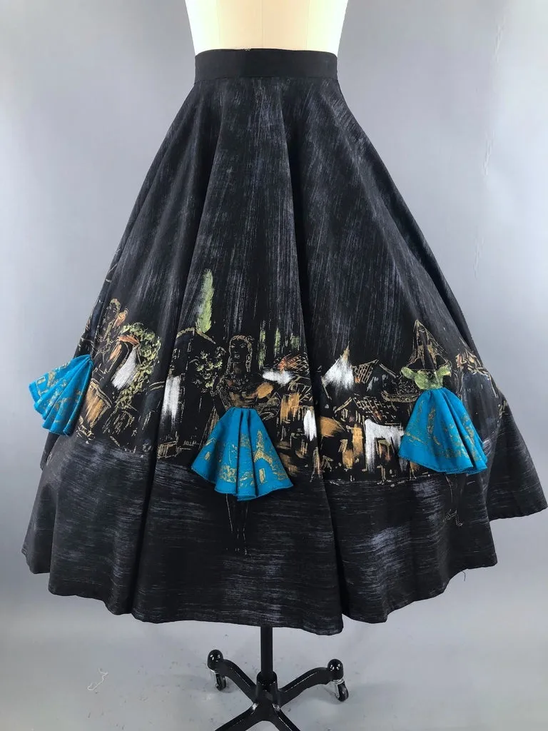 Vintage 1950s Mexican Señoritas Skirt