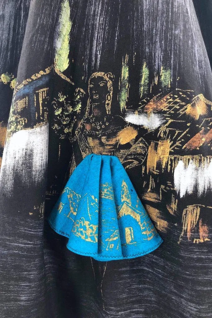 Vintage 1950s Mexican Señoritas Skirt