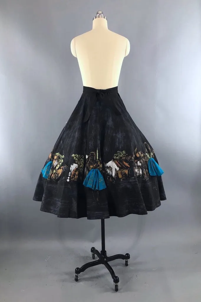 Vintage 1950s Mexican Señoritas Skirt