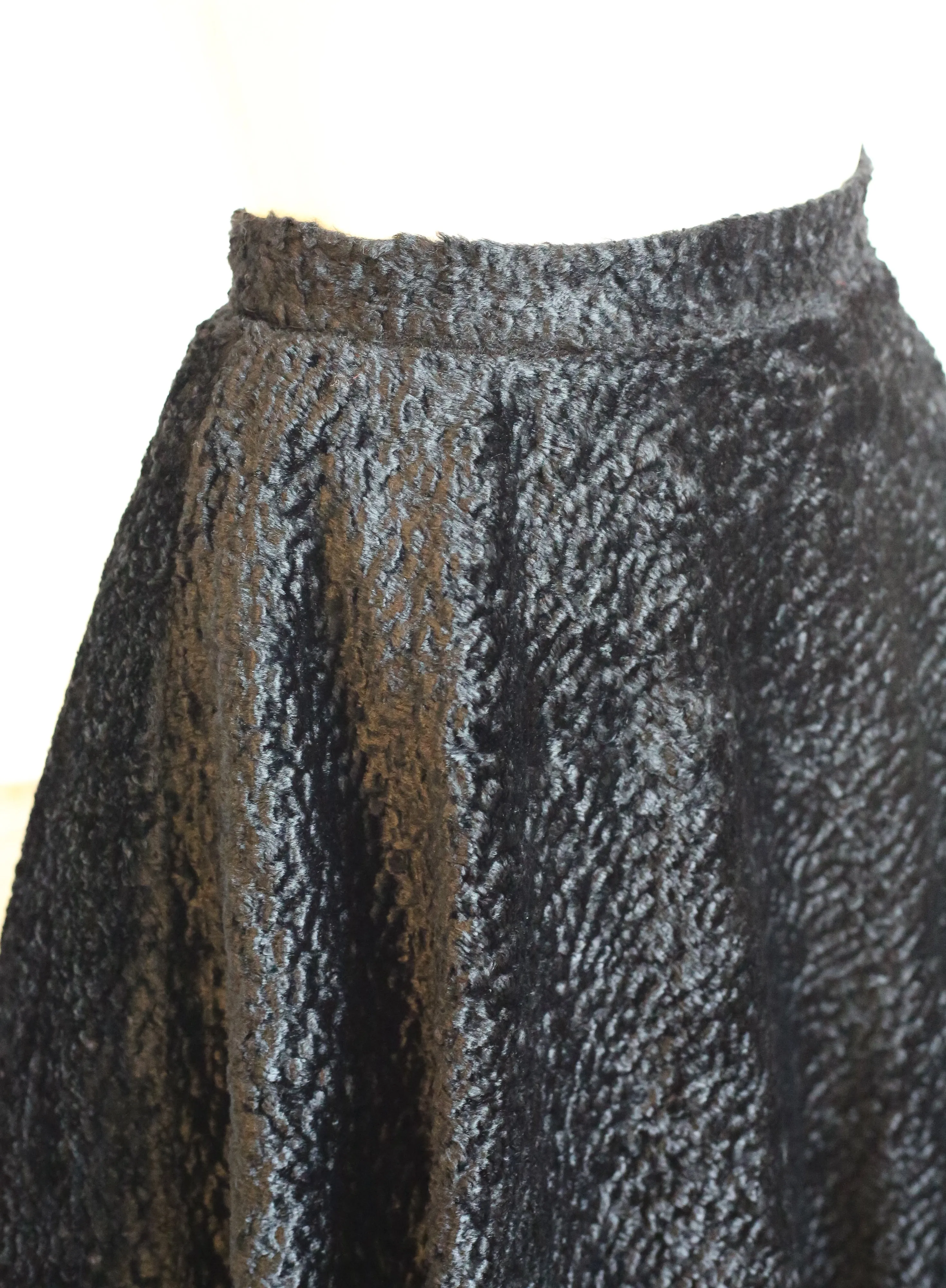 Vintage 1980s Black Velvet Swing Skirt