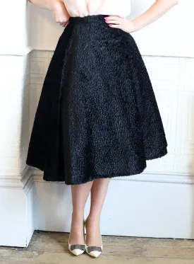 Vintage 1980s Black Velvet Swing Skirt