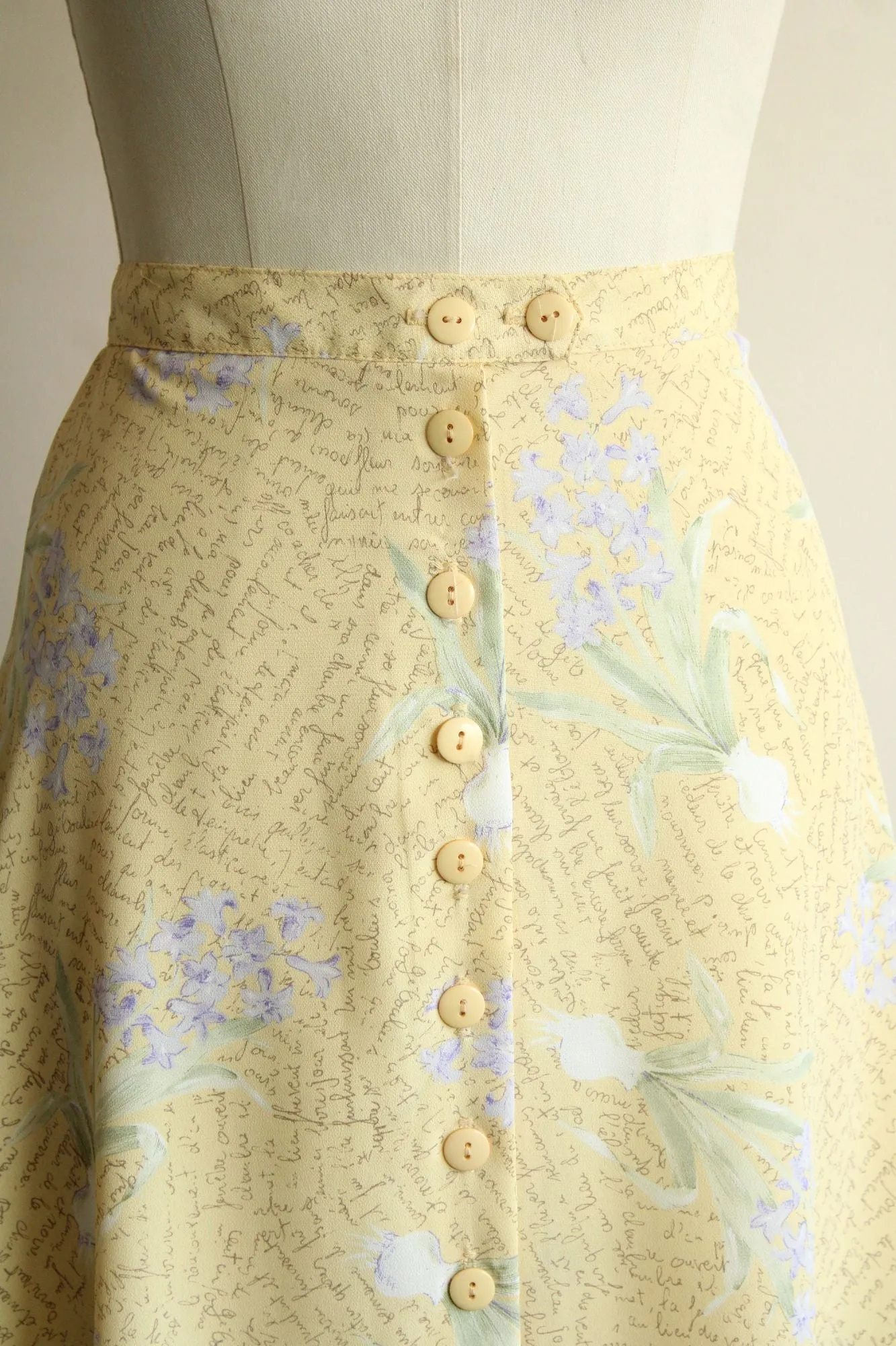 Vintage 1990s Hillard & Hanson Yellow Floral Print Skirt