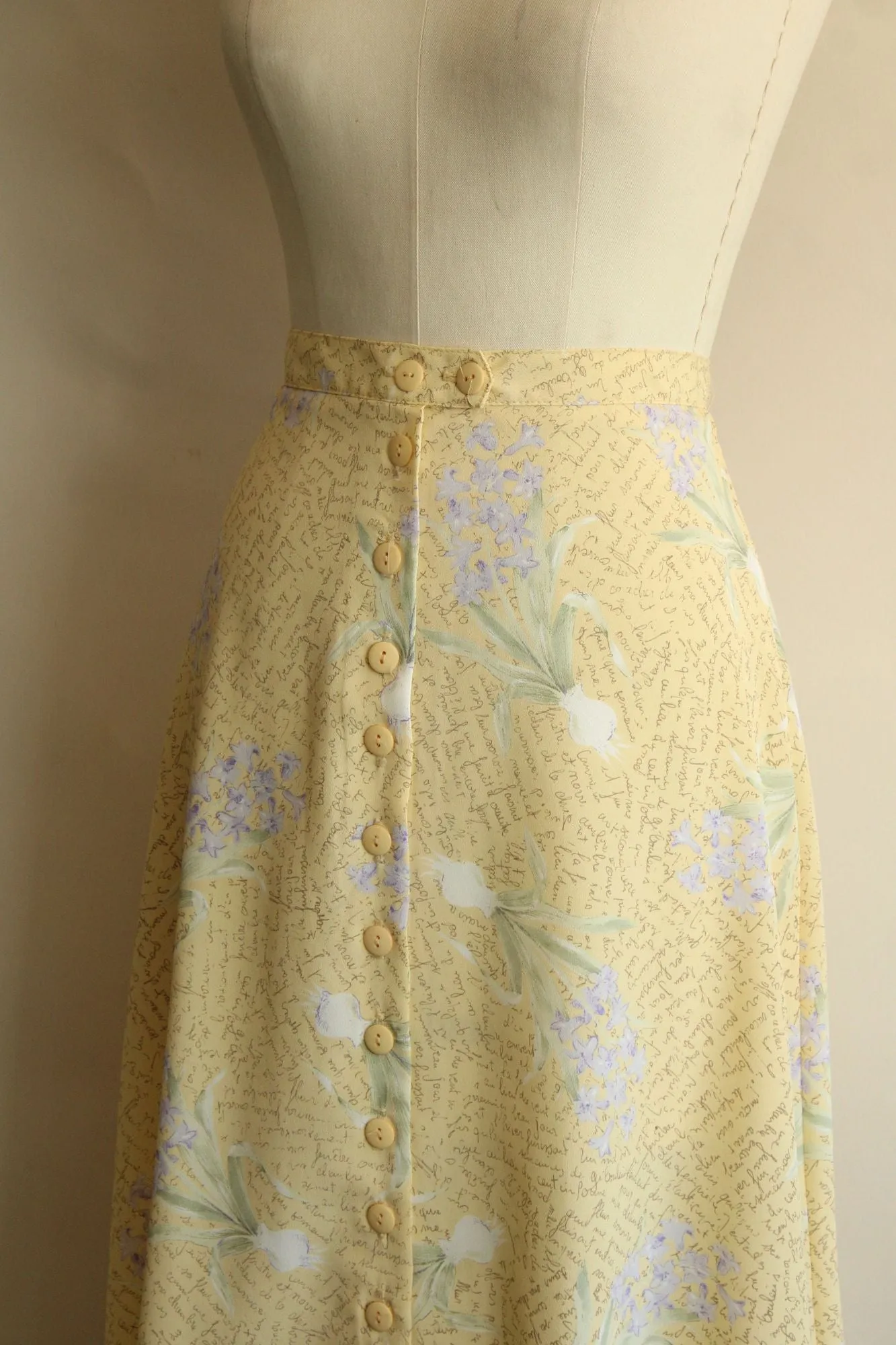 Vintage 1990s Hillard & Hanson Yellow Floral Print Skirt
