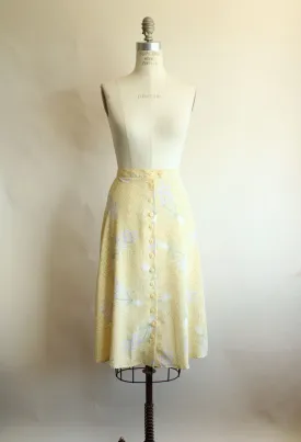 Vintage 1990s Hillard & Hanson Yellow Floral Print Skirt