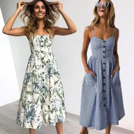 Vintage Casual Sun Female Dress