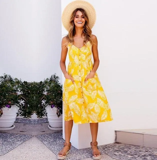 Vintage Casual Sun Female Dress