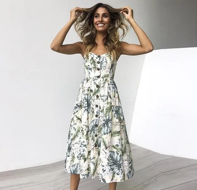 Vintage Casual Sun Female Dress