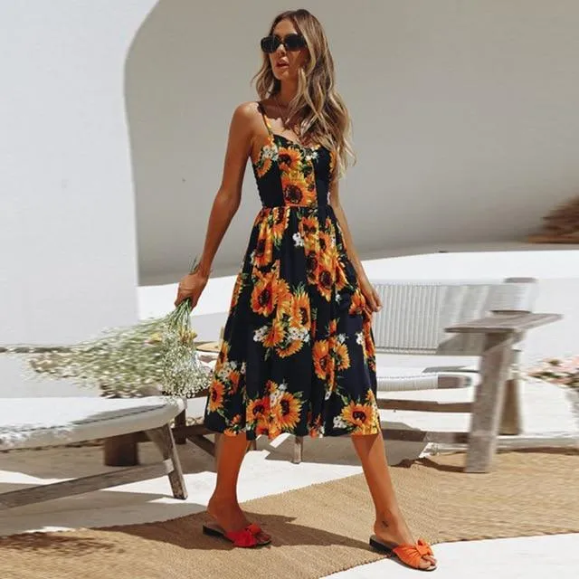 Vintage Casual Sun Female Dress