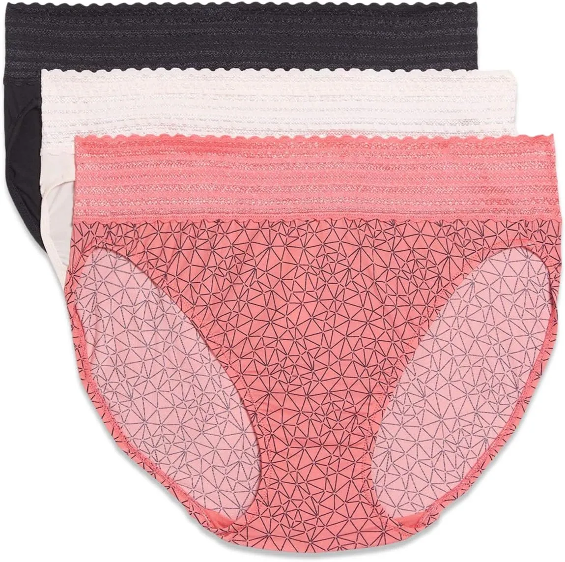 Warner's Women's Blissful Benefits Dig-Free Comfort Waistband with Lace Microfiber Hi-Cut 3-Pack 5109w