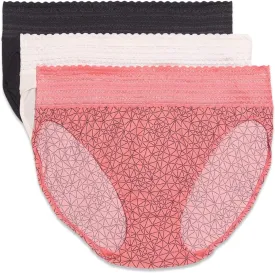 Warner's Women's Blissful Benefits Dig-Free Comfort Waistband with Lace Microfiber Hi-Cut 3-Pack 5109w