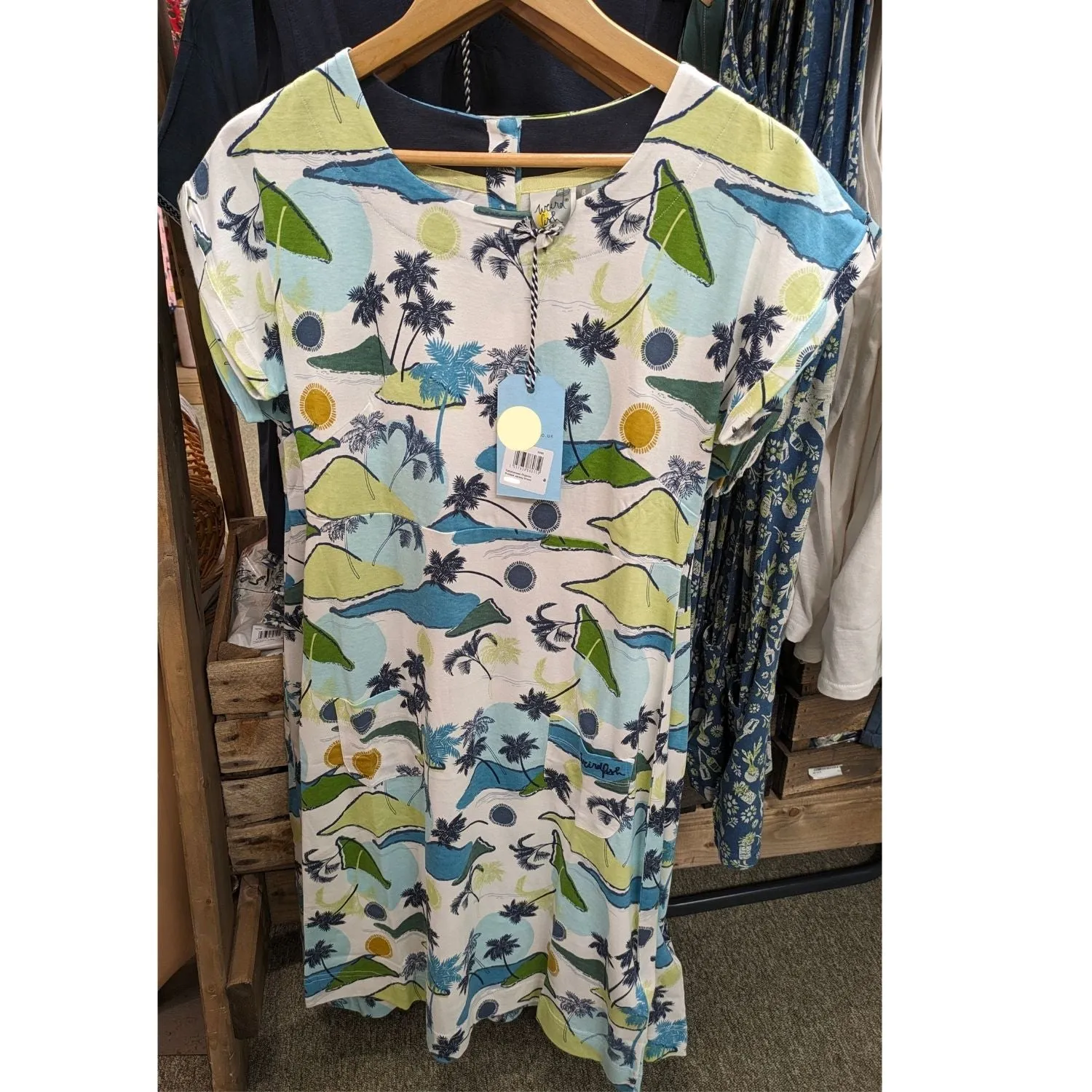 Weird Fish 10 Kiwi Tallahassee Printed Jersey Dress