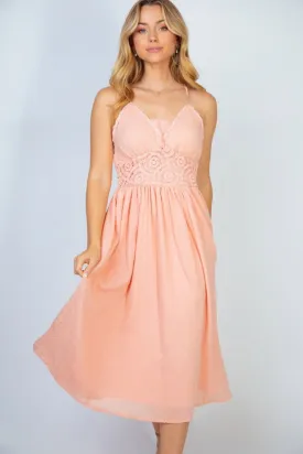 White Birch Angelic Vibes Full Size Sleeveless Midi Dress in Peach