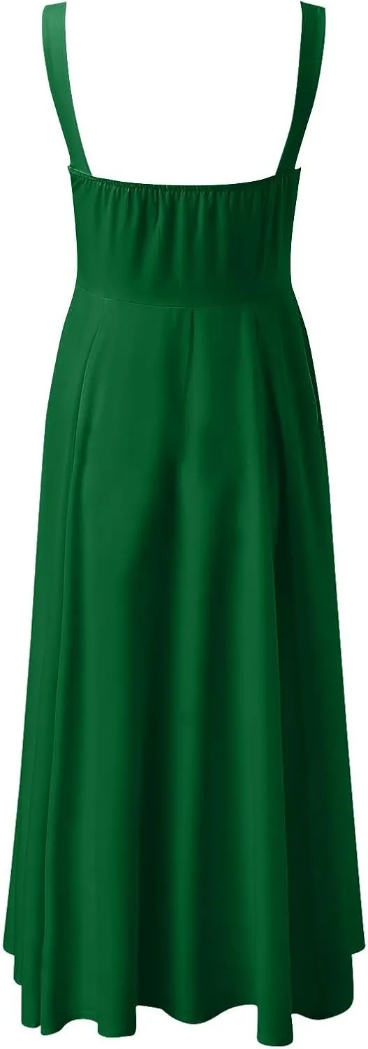 Women Summer Corset Dresses Lace up Pleated Front Slim High Slit Sling Sleeveless Dress Sexy Floral Midi Sundress