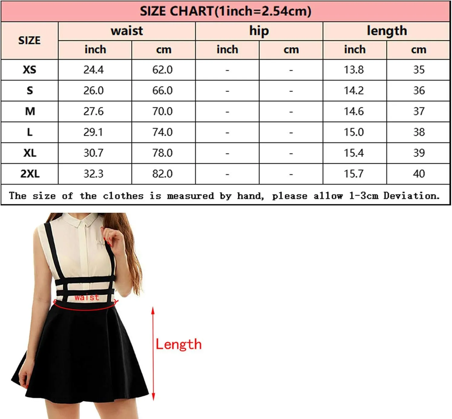 Women's Elastic Waist Pleated Short Braces Skirt Mini Suspender Skirt