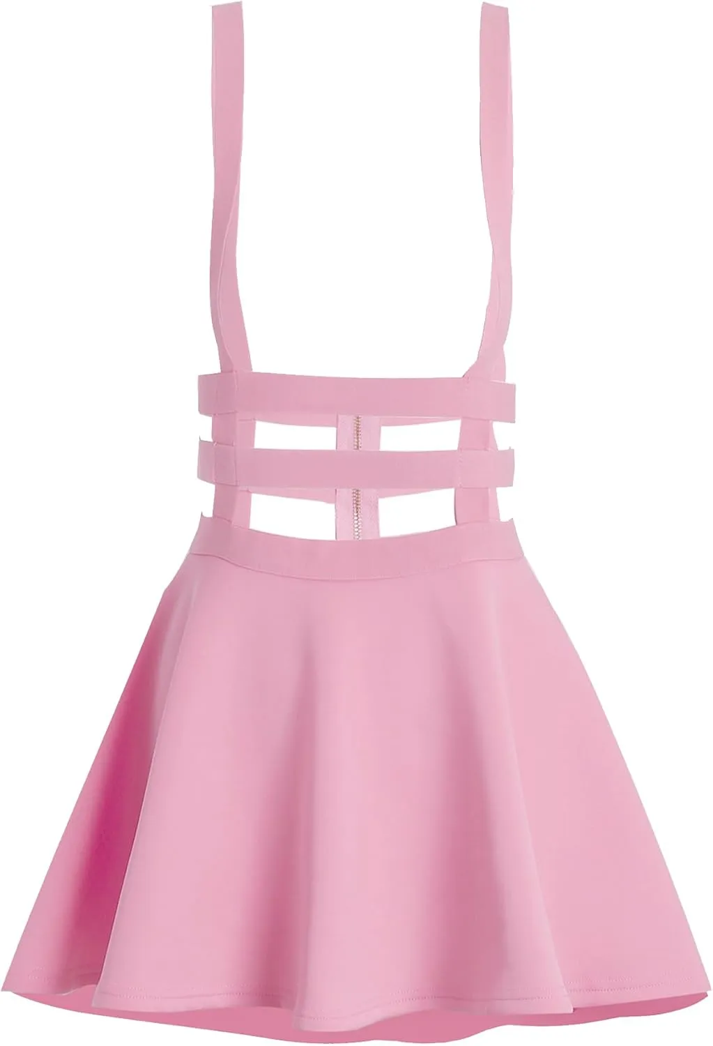 Women's Elastic Waist Pleated Short Braces Skirt Mini Suspender Skirt