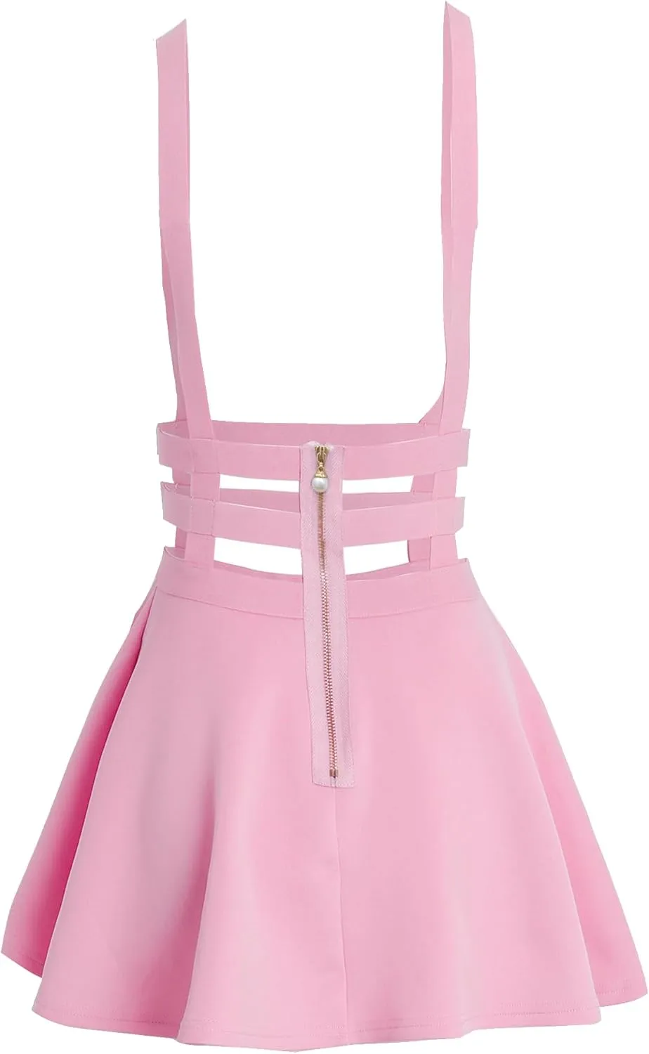 Women's Elastic Waist Pleated Short Braces Skirt Mini Suspender Skirt