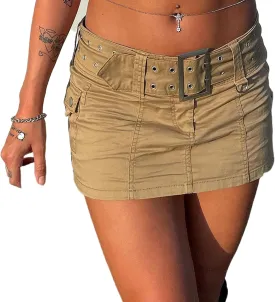 Womens Low Waist Jean Skirts Casual Denim Mini Skirt Y2k Bodycon Short Skirt Aesthetic Vintage Streetwear