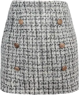 Women's Plaid Mini Skirt Pencil Above Knee Length High Elastic Waist Bodycon Zipper Vintage Short Skirts for Women
