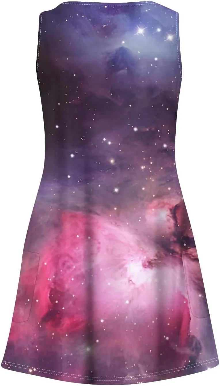 Womens Summer Dresses Beach Printed Sundress Sleeveless 2025 Swimsuit Coverup Vacation V Neck Dress with Pocket